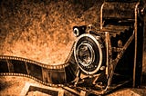 A photo of a vintage film camera.