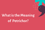 What is Petrichor?