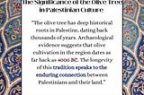 The Significance of the Olive Tree in Palestinian Culture