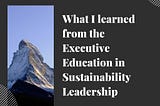 Executive Education in Sustainability Leadership