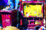 An Impressionist Oil Painting of trash and a Computer, generated by Dalle-2 AI.