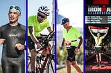 Photos of the author depicting various IRONMAN accomplishments