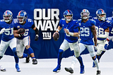 Banner featuring key Giants players and their playoff slogan “Our Way”