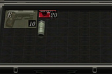 A screenshot of Resident Evil 4’s grid-based inventory system.