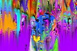 Hanged Man, upside down, in artistic and colorful drooping mixed colors