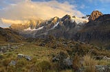 Sunrise on the Cordillera Blanca from our tent.