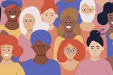 Multiracial and multicultural group of people, crowd. Happy people standing together of different races. Social diversity. Flat cartoon vector illustration.