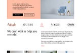 Photo of a furniture store’s landing page design featuring five pictures showcasing modern armchairs