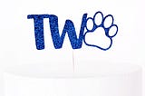 Paw Print Cake Topper | Two Cake Topper | 2nd Birthday Cake Topper | Puppy Party | Dog Birthday | Puppy Birthday | Blue Dog Cake Topper