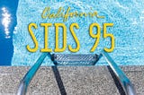 Swimming pool ladder with the words “SIDS 95” superimposed. Image by Mariakray from Pixabay.