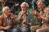 Older men sitting around smoking