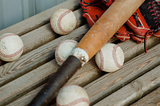 A close up image of baseball equipment