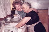 My mother with her mother in our kitchen.