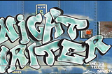 Color illustration of graffiti on a train car.