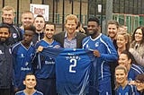 Prince Harry visits Sir Tom Finney Soccer teams