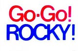 This red and blue bumper sticker from Nelson Rockefeller’s 1968 presidential campaign says “Go-Go! Rocky!”