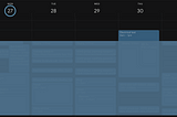 A view of my google calendar 27–31 Jan with lots of slots taken up. Most of the content is redacted but there is an appointment visible on Thursday. Electrical test 8:00 — 13:30.