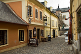 The scenic storefront of Kutna Hora, Bohemia, Czech Republic