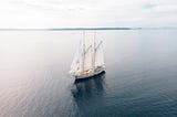 An aerial shot of Mutiara Laut Yacht