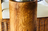 DIY Ethanol lamp pedestal from solid oak log.