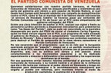 Declaração de solidariedade ao Partido Comunista da Venezuela