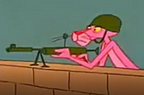 The Pink Panther is ready for a battle.