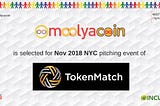 moolyacoin is selected to participate in NYC 2018 pitching events of TokenMatch