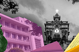 Hippocrates, the Medicine Building, the UST Main Building, and a Scantron Sheet in Cut-Outs
