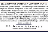 Letter To Aung San Suu Kyi On Burmese Human Rights Abuses