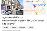 Agence performances digital Paris experte Google My business
