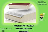 SANDWICH PUFF PANELS & WALL PANELS MANUFACTURERS IN BANGALORE — ORDER NOW