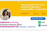 Exemplo do campo de Título Profissional no Linkedin. No título está escrito "User Experience Researcher"