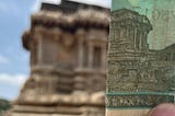 Hampi Stone Chariot with 50 Rupees Note