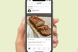 A mockup of the Platd mobile app showing a home feed of recipes