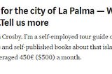 $6000 a year selling guide books for the city of La Palm