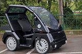 A closer look at the Gloubos Orion electric quadricycle in black.