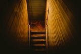 Dark basement steps and walls