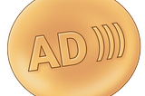 Illustration of a dalgona candy with the audio description icon imprinted on it