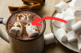 Directions to put marshmallow into hot chocolate