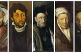 Cinque ritratti di persone chiuse in manicomio a cura del pittore romantico Gericault