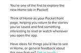 OMO — Pocket’s Home tab