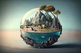 Ai generated small world inside a globe