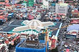 Downtown Phnom Penh. Large building with many arms is Central Market.