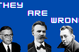 image of Jean-Paul Sartre, Friedrich Nietzsche and Albert Camus