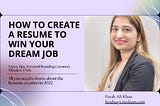 Blog Banner with text How to create a resume to win your dream job with a picture of the author