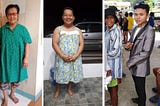 Taal volcano explosion evacuees wearing donated clothes.