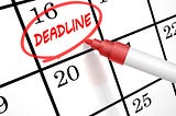 Calendar showing a deadline date.