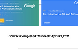 Courses Completed this week: April 23,2021