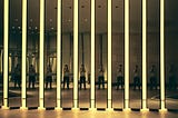 Person stands in front of mirrors and takes a picture