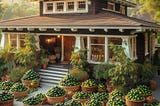 Ai Generated Image of a Craftsman house in Hollywood Ca lots of Avacados